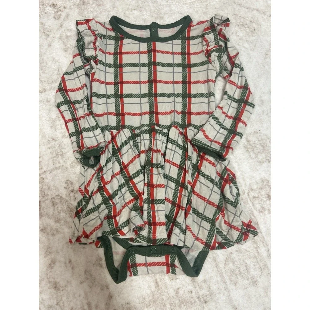 Kyte Baby Long Sleeve Twirl Bodysuit And Bib In Hunter Plaid